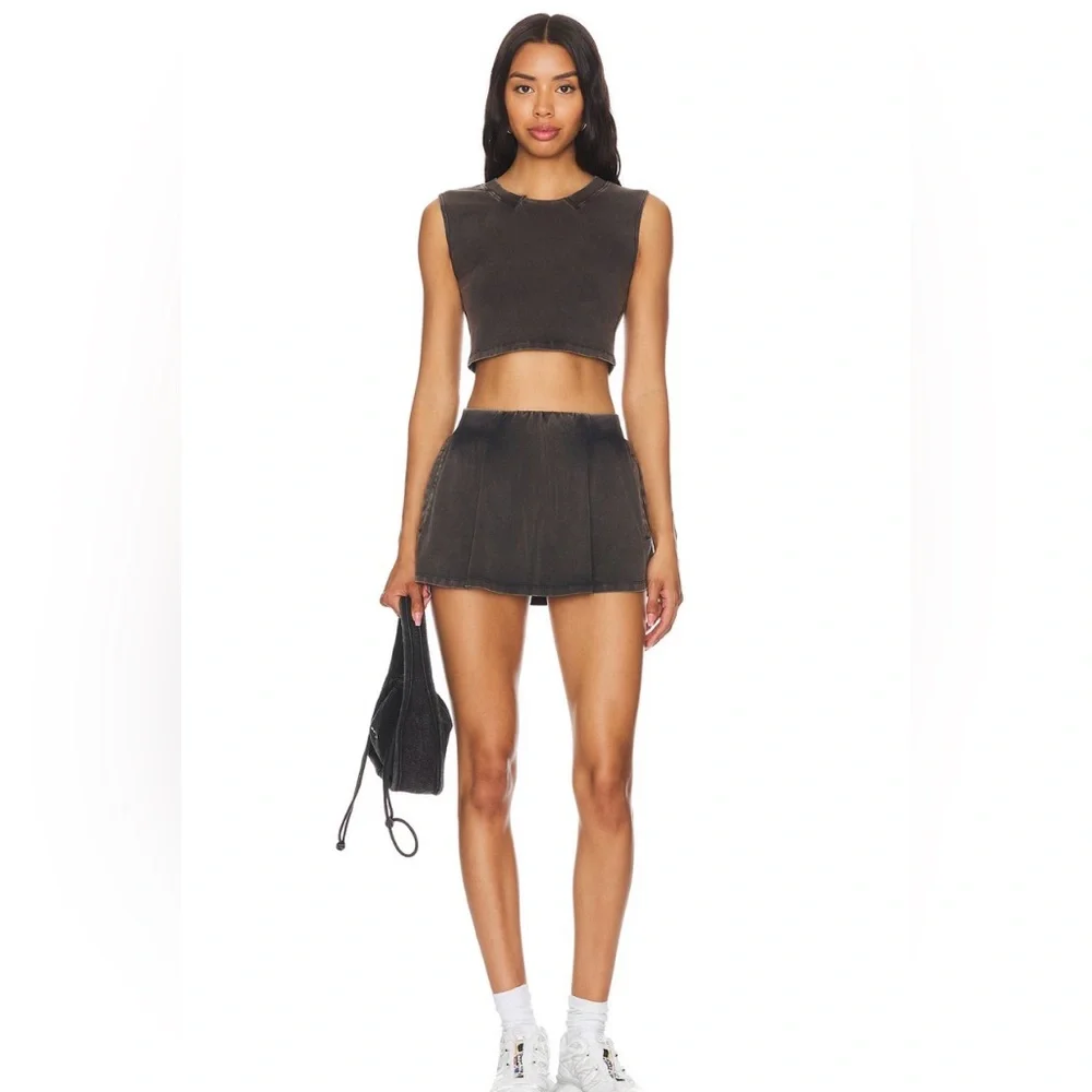 NWT Free People Women’s Hot Shot Skort Set in Washed Black Size XL